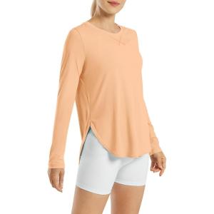 imageG4Free Womens UPF 50 UV Shirts Long Sleeve Workout Sun Shirt Outdoor Gym Hiking Tops Quick Dry LightweightPeach Nectar