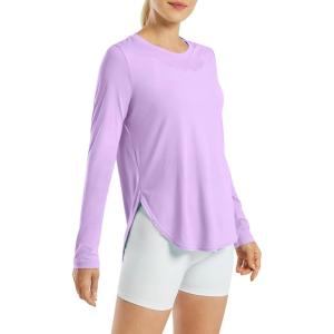 imageG4Free Womens UPF 50 UV Shirts Long Sleeve Workout Sun Shirt Outdoor Gym Hiking Tops Quick Dry LightweightPurple