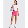 imageG4Free 2 in 1 Flowy Athletic Running Shorts for Women Mid Rise Quick Dry Workout Summer Shorts for Tennis with LinerHot Pink