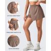 imageG4Free 2 in 1 Wrap Style Women Tennis Skorts Wide Leg Elastic Waist Hiking Shorts Workout with Cargo PocketCocoa Beige