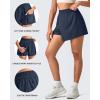 imageG4Free 2 in 1 Wrap Style Women Tennis Skorts Wide Leg Elastic Waist Hiking Shorts Workout with Cargo PocketDark Blue