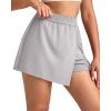 imageG4Free 2 in 1 Wrap Style Women Tennis Skorts Wide Leg Elastic Waist Hiking Shorts Workout with Cargo PocketGrey