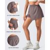 imageG4Free 2 in 1 Wrap Style Women Tennis Skorts Wide Leg Elastic Waist Hiking Shorts Workout with Cargo PocketTaupe