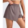 imageG4Free 2 in 1 Wrap Style Women Tennis Skorts Wide Leg Elastic Waist Hiking Shorts Workout with Cargo PocketTaupe