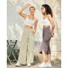 imageG4Free 252729 Wide Leg Pants for Women Ankle Length Loose Yoga Cross High Waist Dance Casual Pants with PocketsApricot