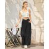imageG4Free 252729 Wide Leg Pants for Women Ankle Length Loose Yoga Cross High Waist Dance Casual Pants with PocketsBlack