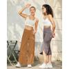 imageG4Free 252729 Wide Leg Pants for Women Ankle Length Loose Yoga Cross High Waist Dance Casual Pants with PocketsCoca Mocha