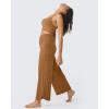imageG4Free 252729 Wide Leg Pants for Women Ankle Length Loose Yoga Cross High Waist Dance Casual Pants with PocketsCoca Mocha