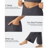 imageG4Free 252729 Wide Leg Pants for Women Ankle Length Loose Yoga Cross High Waist Dance Casual Pants with PocketsDeep Grey