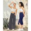 imageG4Free 252729 Wide Leg Pants for Women Ankle Length Loose Yoga Cross High Waist Dance Casual Pants with PocketsDeep Grey