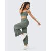 imageG4Free 252729 Wide Leg Pants for Women Ankle Length Loose Yoga Cross High Waist Dance Casual Pants with PocketsGrey Sage