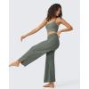imageG4Free 252729 Wide Leg Pants for Women Ankle Length Loose Yoga Cross High Waist Dance Casual Pants with PocketsGrey Sage