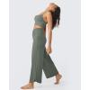 imageG4Free 252729 Wide Leg Pants for Women Ankle Length Loose Yoga Cross High Waist Dance Casual Pants with PocketsGrey Sage