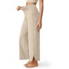 imageG4Free 252729 Wide Leg Pants for Women Ankle Length Loose Yoga Cross High Waist Dance Casual Pants with PocketsLight Khaki