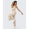 imageG4Free 252729 Wide Leg Pants for Women Ankle Length Loose Yoga Cross High Waist Dance Casual Pants with PocketsLight Khaki