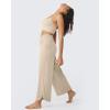 imageG4Free 252729 Wide Leg Pants for Women Ankle Length Loose Yoga Cross High Waist Dance Casual Pants with PocketsLight Khaki