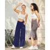 imageG4Free 252729 Wide Leg Pants for Women Ankle Length Loose Yoga Cross High Waist Dance Casual Pants with PocketsRoyal Blue
