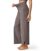 imageG4Free 252729 Wide Leg Pants for Women Ankle Length Loose Yoga Cross High Waist Dance Casual Pants with PocketsTaupe