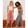 imageG4Free 252729 Wide Leg Pants for Women Ankle Length Loose Yoga Cross High Waist Dance Casual Pants with PocketsTaupe