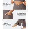 imageG4Free 252729 Wide Leg Pants for Women Ankle Length Loose Yoga Cross High Waist Dance Casual Pants with PocketsTaupe