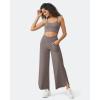 imageG4Free 252729 Wide Leg Pants for Women Ankle Length Loose Yoga Cross High Waist Dance Casual Pants with PocketsTaupe