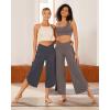imageG4Free 252729 Wide Leg Pants for Women Ankle Length Loose Yoga Cross High Waist Dance Casual Pants with PocketsTaupe