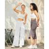imageG4Free 252729 Wide Leg Pants for Women Ankle Length Loose Yoga Cross High Waist Dance Casual Pants with PocketsWhite