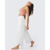 imageG4Free 252729 Wide Leg Pants for Women Ankle Length Loose Yoga Cross High Waist Dance Casual Pants with PocketsWhite
