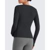 imageG4Free BareFeel Maternity Long Sleeve T Shirts Crewneck Ruches Pregnancy Workout Tops with Thumbholes Altheltic Yoga TeeBlack