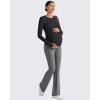 imageG4Free BareFeel Maternity Long Sleeve T Shirts Crewneck Ruches Pregnancy Workout Tops with Thumbholes Altheltic Yoga TeeBlack