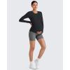 imageG4Free BareFeel Maternity Long Sleeve T Shirts Crewneck Ruches Pregnancy Workout Tops with Thumbholes Altheltic Yoga TeeBlack