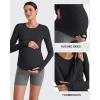 imageG4Free BareFeel Maternity Long Sleeve T Shirts Crewneck Ruches Pregnancy Workout Tops with Thumbholes Altheltic Yoga TeeBlack