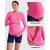 imageG4Free BareFeel Maternity Long Sleeve T Shirts Crewneck Ruches Pregnancy Workout Tops with Thumbholes Altheltic Yoga TeeHot Pink