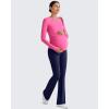imageG4Free BareFeel Maternity Long Sleeve T Shirts Crewneck Ruches Pregnancy Workout Tops with Thumbholes Altheltic Yoga TeeHot Pink