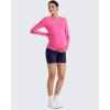 imageG4Free BareFeel Maternity Long Sleeve T Shirts Crewneck Ruches Pregnancy Workout Tops with Thumbholes Altheltic Yoga TeeHot Pink