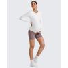 imageG4Free BareFeel Maternity Long Sleeve T Shirts Crewneck Ruches Pregnancy Workout Tops with Thumbholes Altheltic Yoga TeeWhite