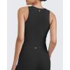 imageG4Free BareFeel Womens Cropped Tank Tops Half Zip Workout Athletic Shirts Sleeveless for Gym Tennis Slim FitBlack