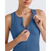 imageG4Free BareFeel Womens Cropped Tank Tops Half Zip Workout Athletic Shirts Sleeveless for Gym Tennis Slim FitBlue Gray
