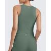 imageG4Free BareFeel Womens Cropped Tank Tops Half Zip Workout Athletic Shirts Sleeveless for Gym Tennis Slim FitGray Sage