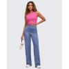 imageG4Free BareFeel Womens Cropped Tank Tops Half Zip Workout Athletic Shirts Sleeveless for Gym Tennis Slim FitHot Pink
