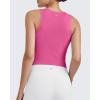 imageG4Free BareFeel Womens Cropped Tank Tops Half Zip Workout Athletic Shirts Sleeveless for Gym Tennis Slim FitHot Pink