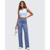 imageG4Free BareFeel Womens Cropped Tank Tops Half Zip Workout Athletic Shirts Sleeveless for Gym Tennis Slim FitLight Denim