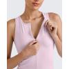 imageG4Free BareFeel Womens Cropped Tank Tops Half Zip Workout Athletic Shirts Sleeveless for Gym Tennis Slim FitPink