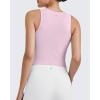 imageG4Free BareFeel Womens Cropped Tank Tops Half Zip Workout Athletic Shirts Sleeveless for Gym Tennis Slim FitPink
