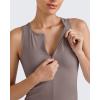 imageG4Free BareFeel Womens Cropped Tank Tops Half Zip Workout Athletic Shirts Sleeveless for Gym Tennis Slim FitTaupe