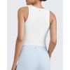 imageG4Free BareFeel Womens Cropped Tank Tops Half Zip Workout Athletic Shirts Sleeveless for Gym Tennis Slim FitWhite