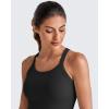imageG4Free Barefeel Cropped Workout Tops for Women Built in Bra Removable Padded Longline Sports Bras Racerback Yoga TopsBlack