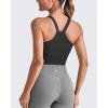 imageG4Free Barefeel Cropped Workout Tops for Women Built in Bra Removable Padded Longline Sports Bras Racerback Yoga TopsBlack