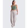 imageG4Free Barefeel Cropped Workout Tops for Women Built in Bra Removable Padded Longline Sports Bras Racerback Yoga TopsGray Sage