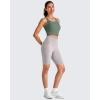 imageG4Free Barefeel Cropped Workout Tops for Women Built in Bra Removable Padded Longline Sports Bras Racerback Yoga TopsGray Sage